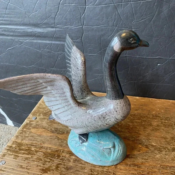 VTG Jarko Zavi Canadian Goose Mates Gray Green Sculpture Figurine Art Pottery - Picture 5 of 6